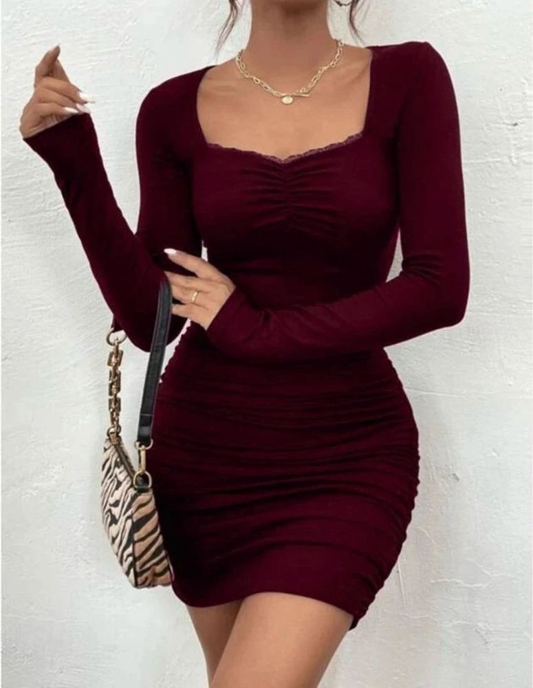 Burgundy Bodycon Mini Dress