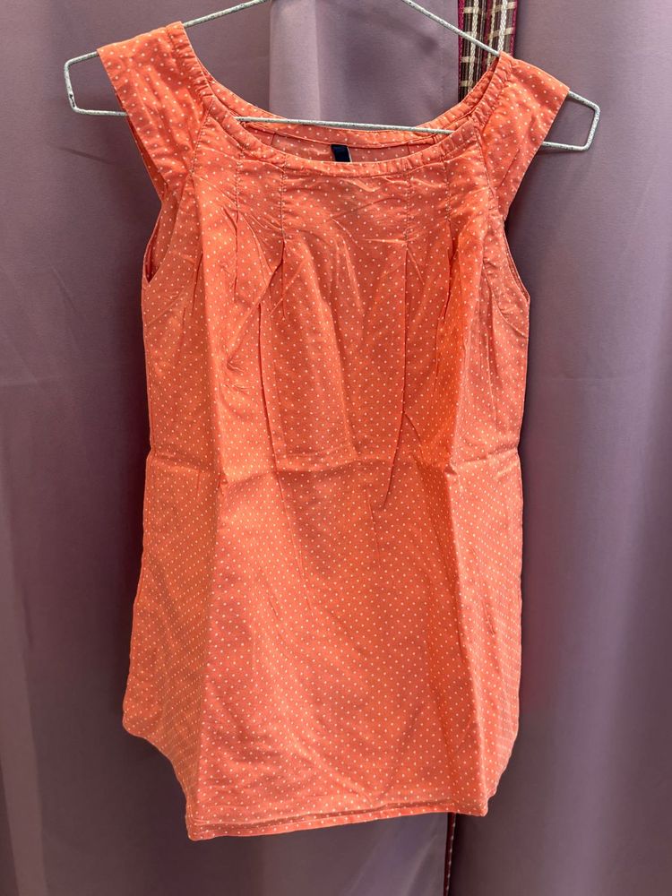 Coral Polka Dot Top