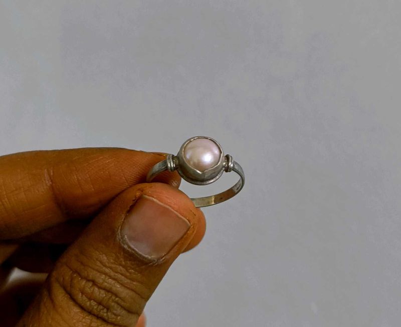 Real Pearl And Silver Ring