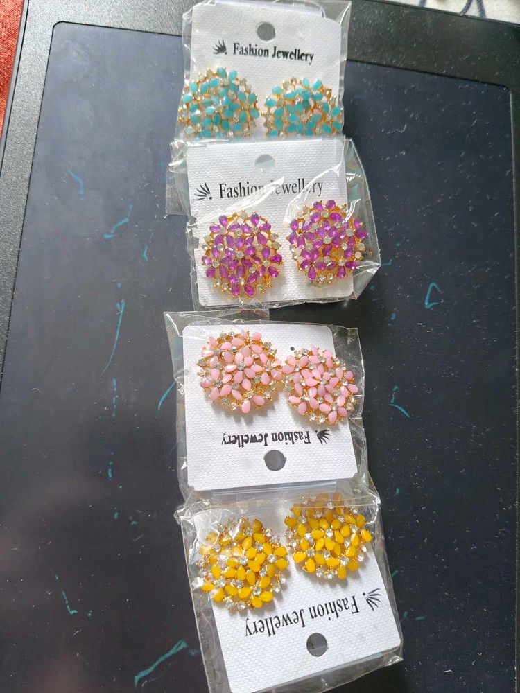 Colorful Floral Stud Earring Set