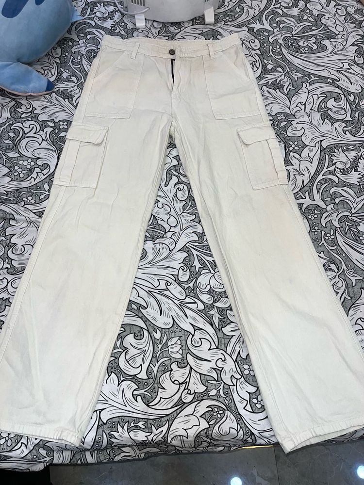 white baggy cargo pants