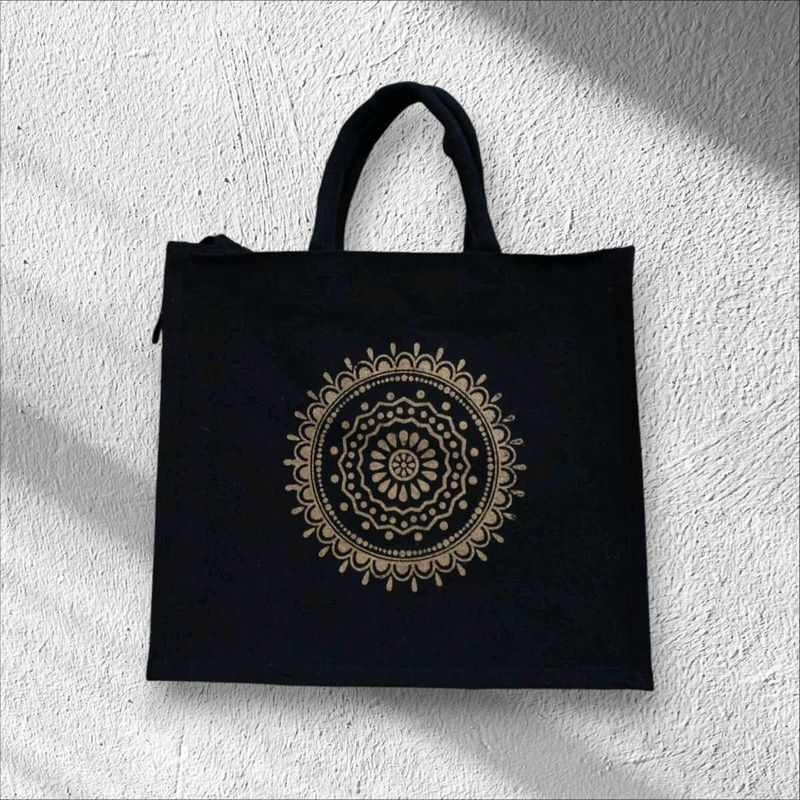 BEAUTIFUL CANVAS BLACK TOTE/LUNCH BAG