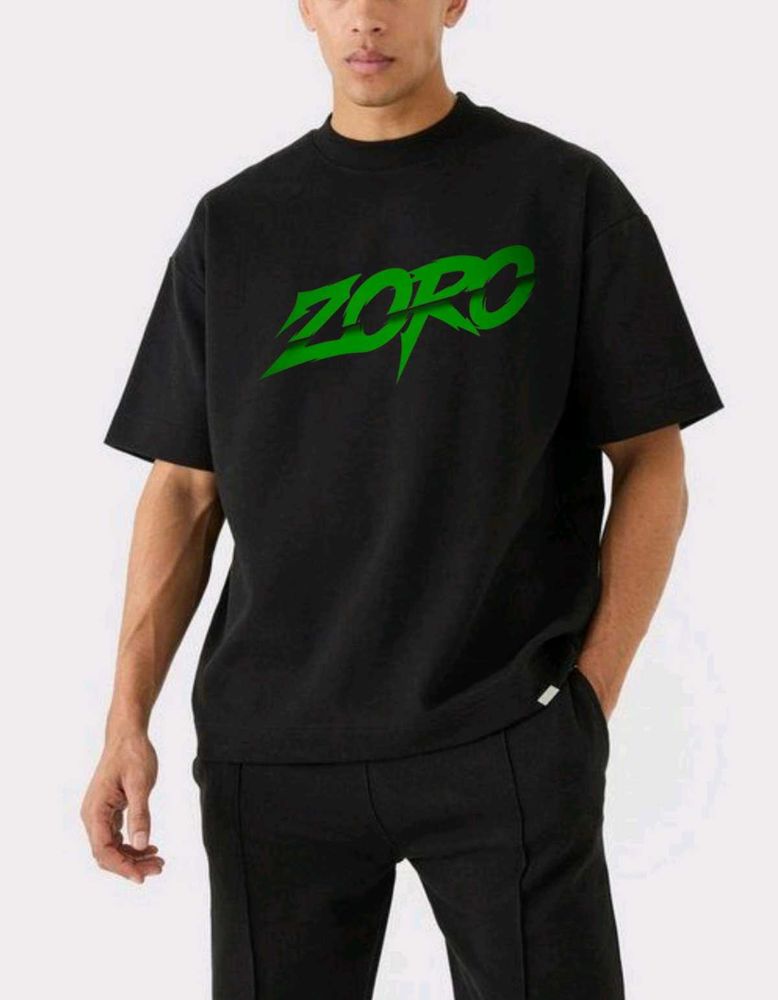 ZORC Green Graphic Oversized Black T-Shirt