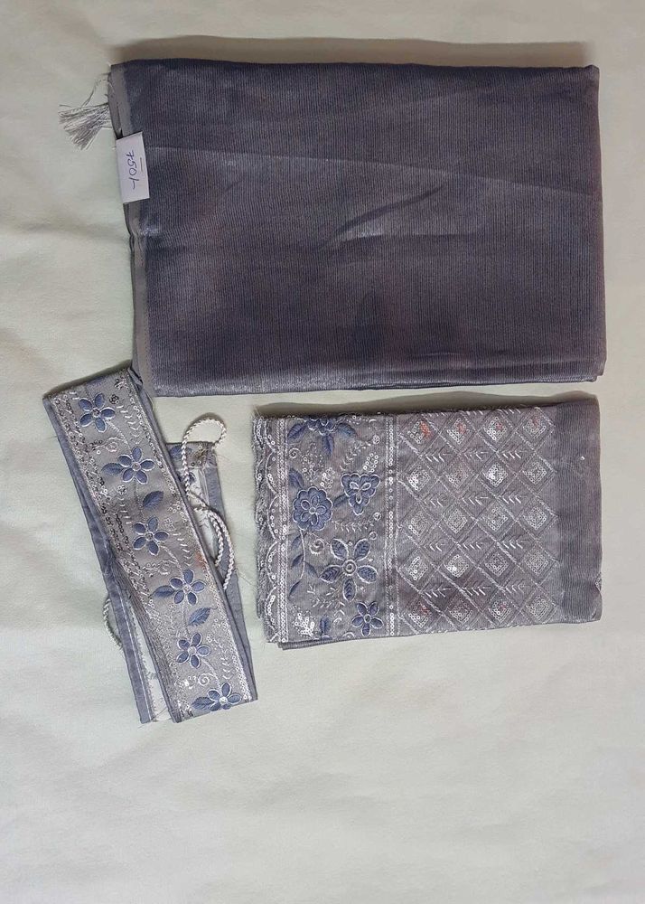 Grey Color Jimmychoo Saree With Hip Belt
