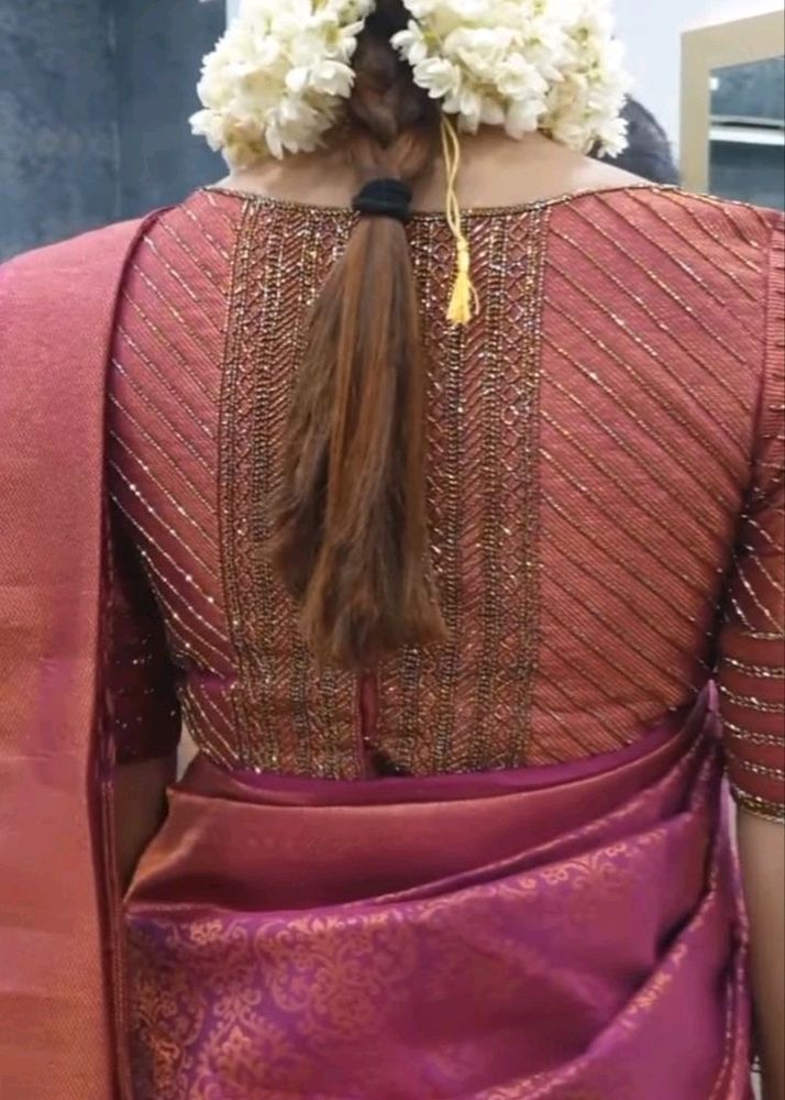 Boat Neck Model Blouse..Cut Bead Aari Work