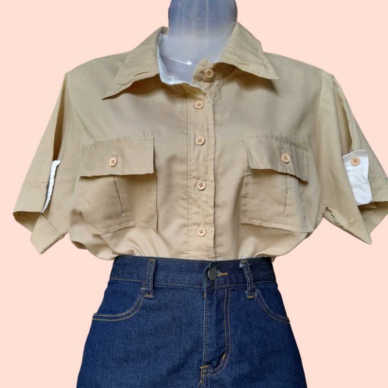 Khaki Button-Up Shirt