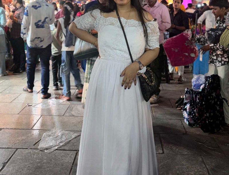 Cute And Pretty White Long Gown