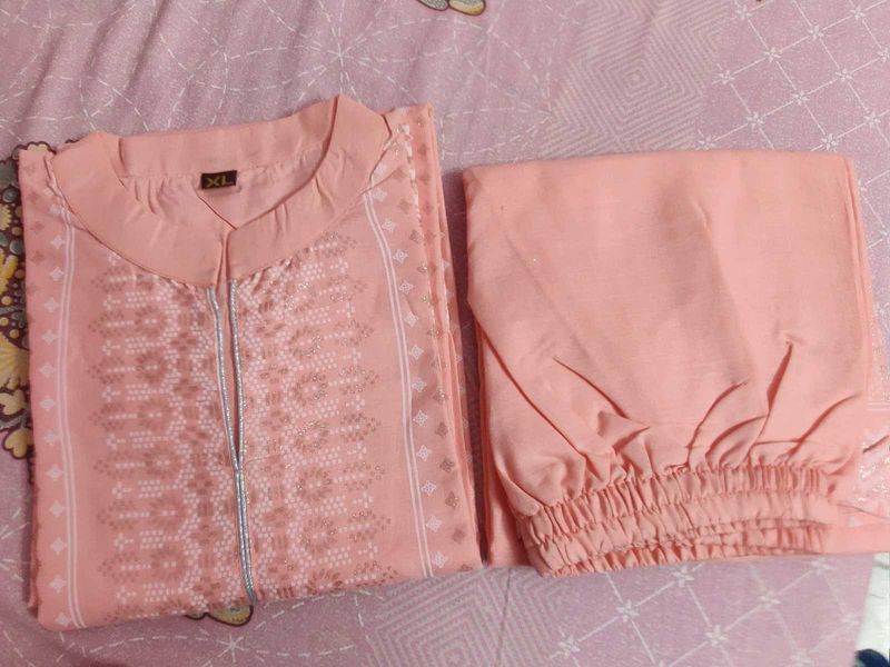 Peach Embroidered Kurta Set