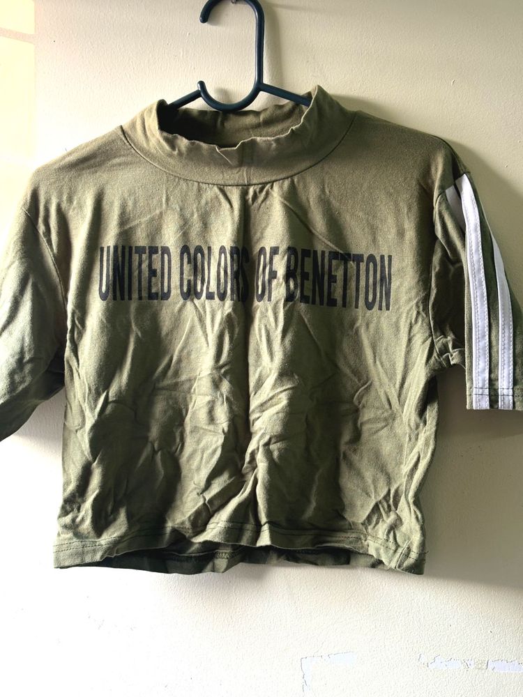 Benetton Olive Crop Top