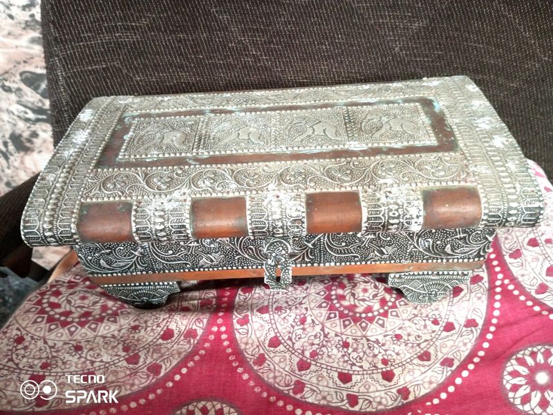 Vintage Silver-Plated Wooden Box