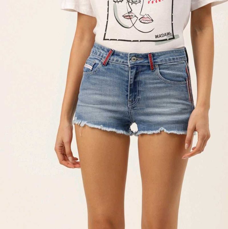 Denim Side Stripe Shorts