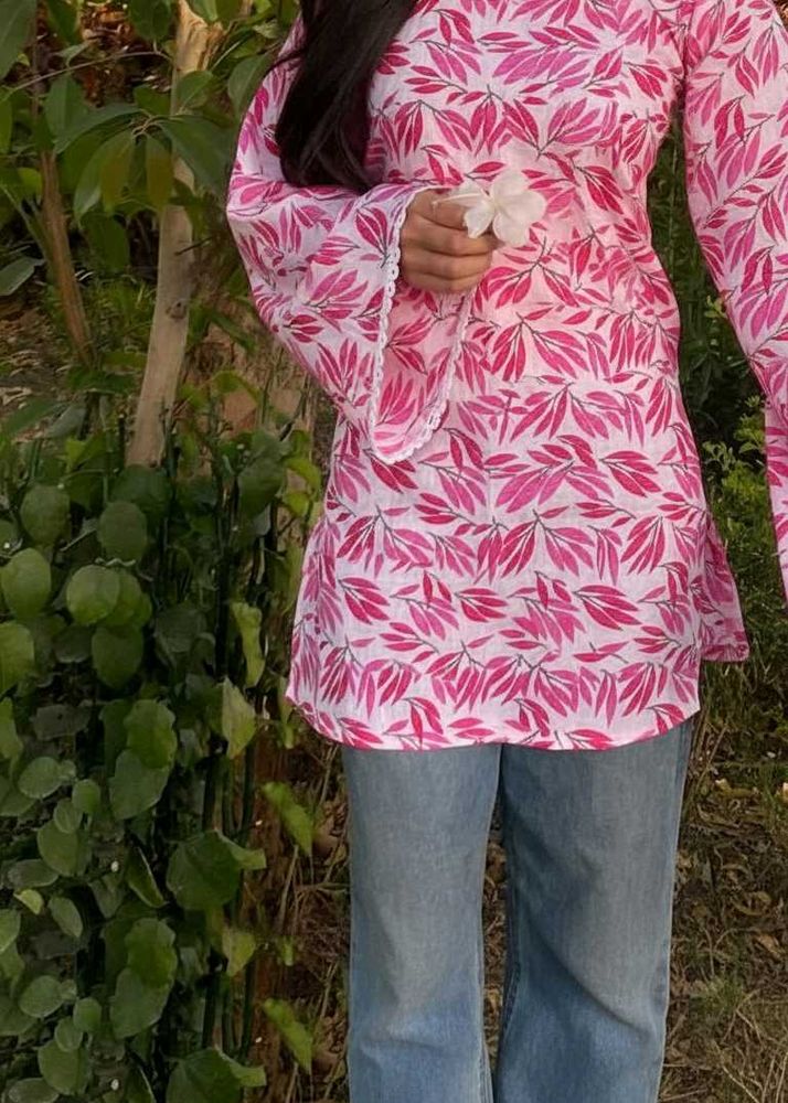 Pink Floral Print Top