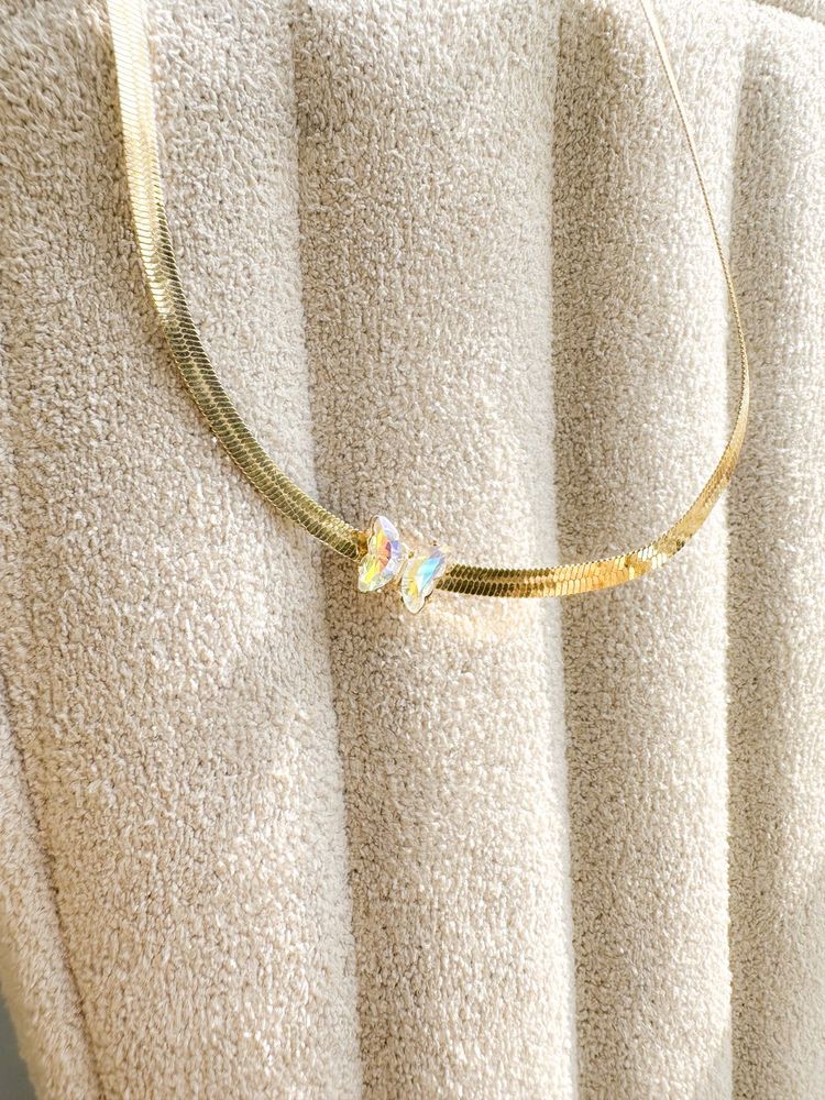 Butterfly Gold Herringbone Necklace