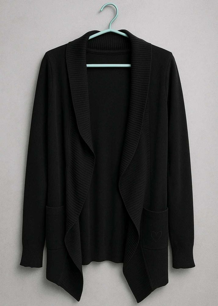 sweater Black Open-Front Cardigan