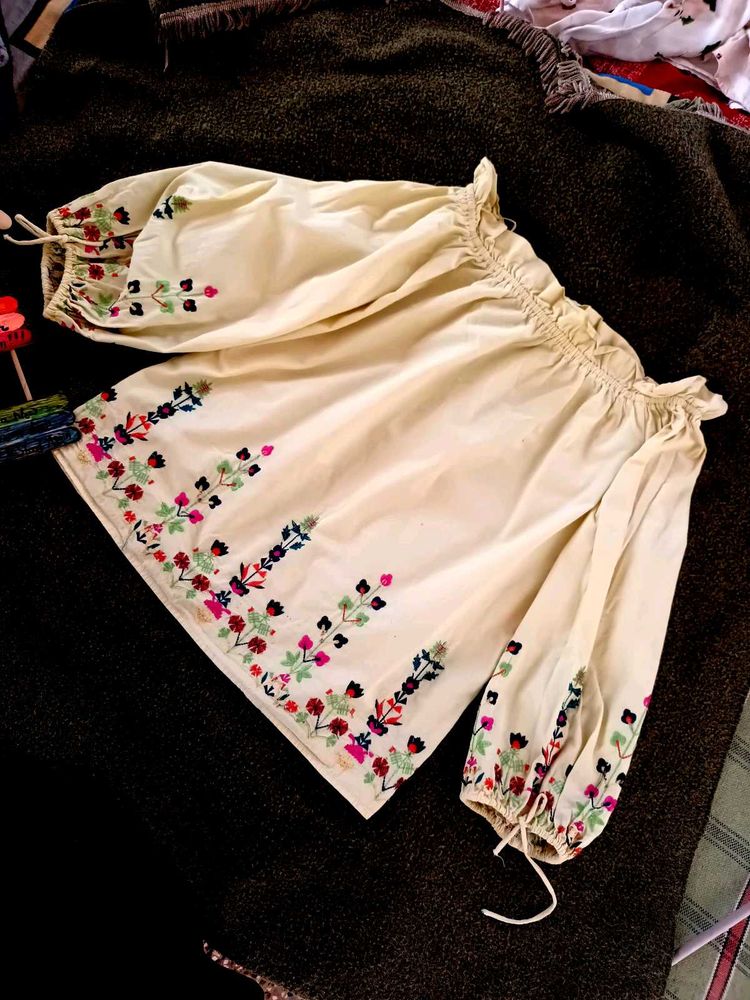 Embroidered Peasant Top