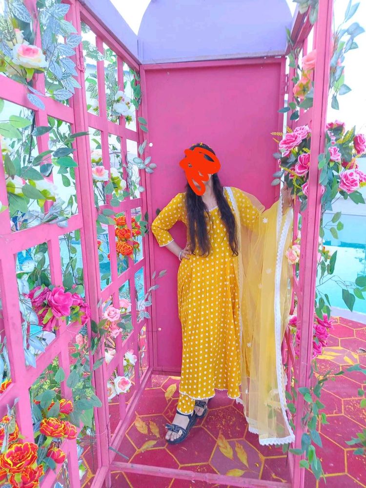 Yellow Polka Dot Kurta Set