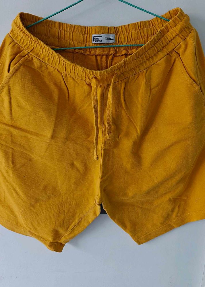 Mustard Cotton Shorts