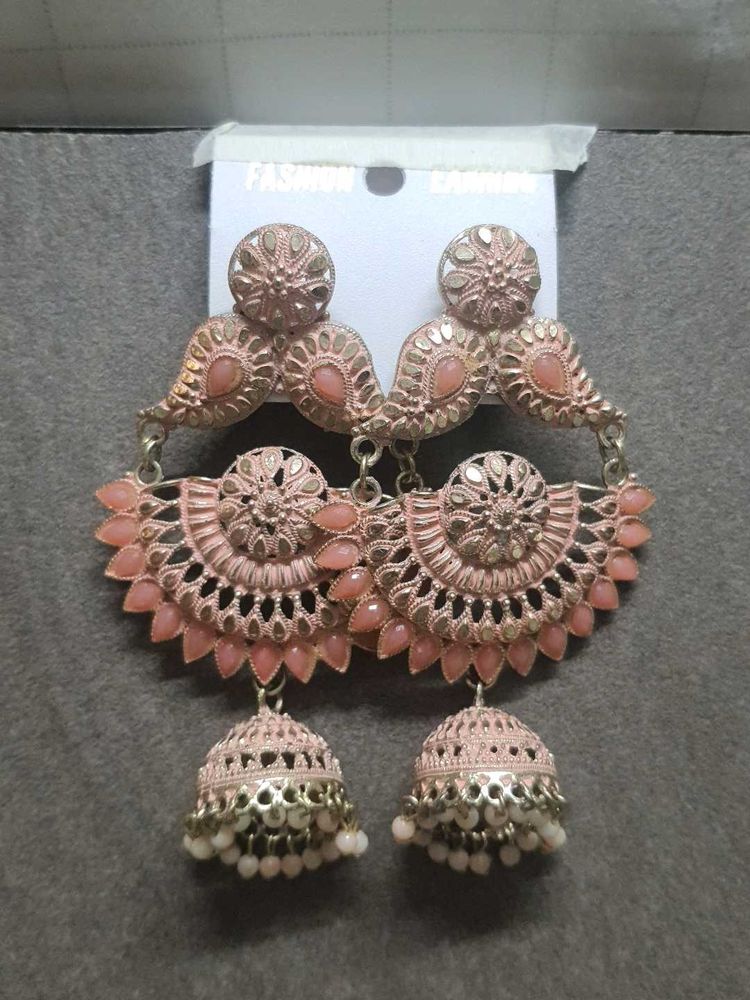Pink Jhumka Earrings
