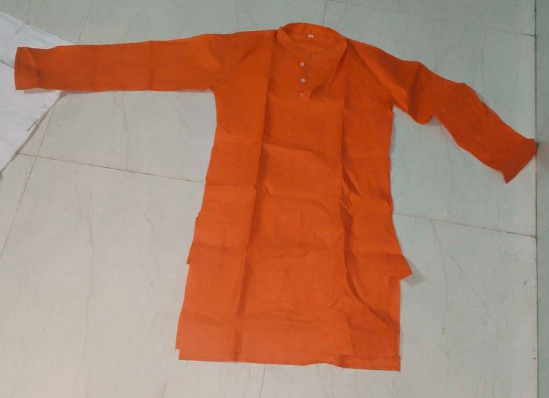 Orange Cotton Kurta MEN