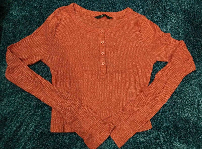 Cute Orange Long Sleeve Top