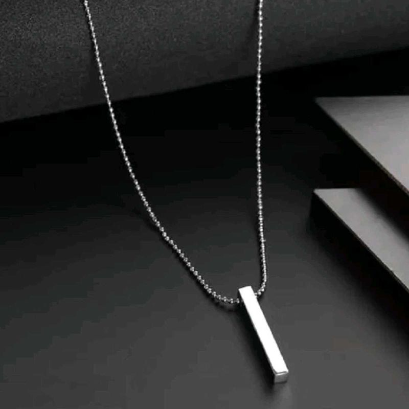 Silver Bar Pendant Necklace