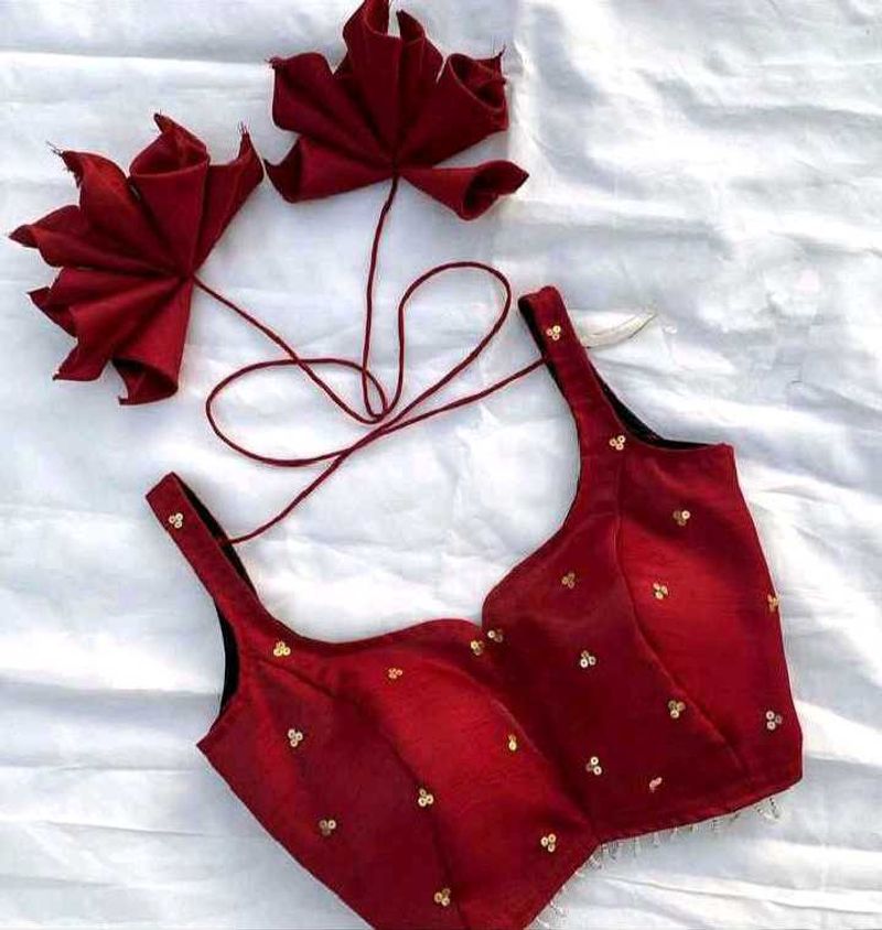 Red Embellished Saree Blouse