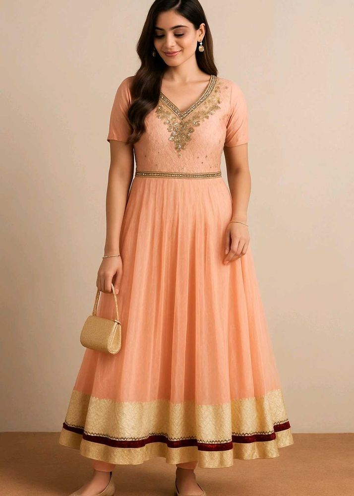 Elegant Peach Ethnic Dress