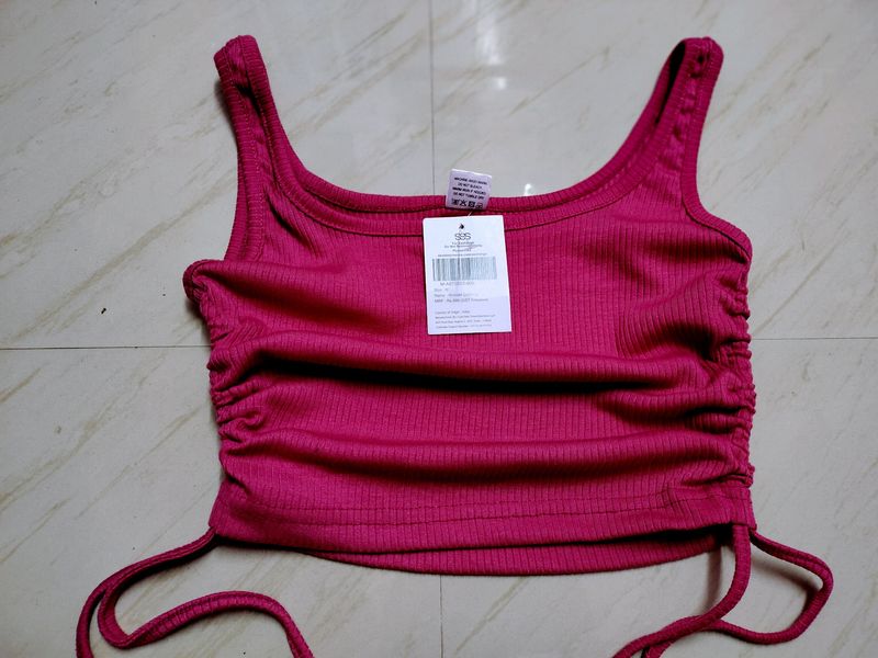 Magenta PinkRib Crop Top  With Price Tag