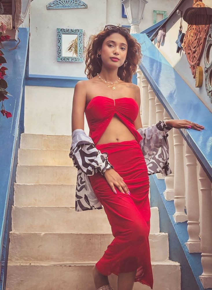 Red Bodycon Midi Dress