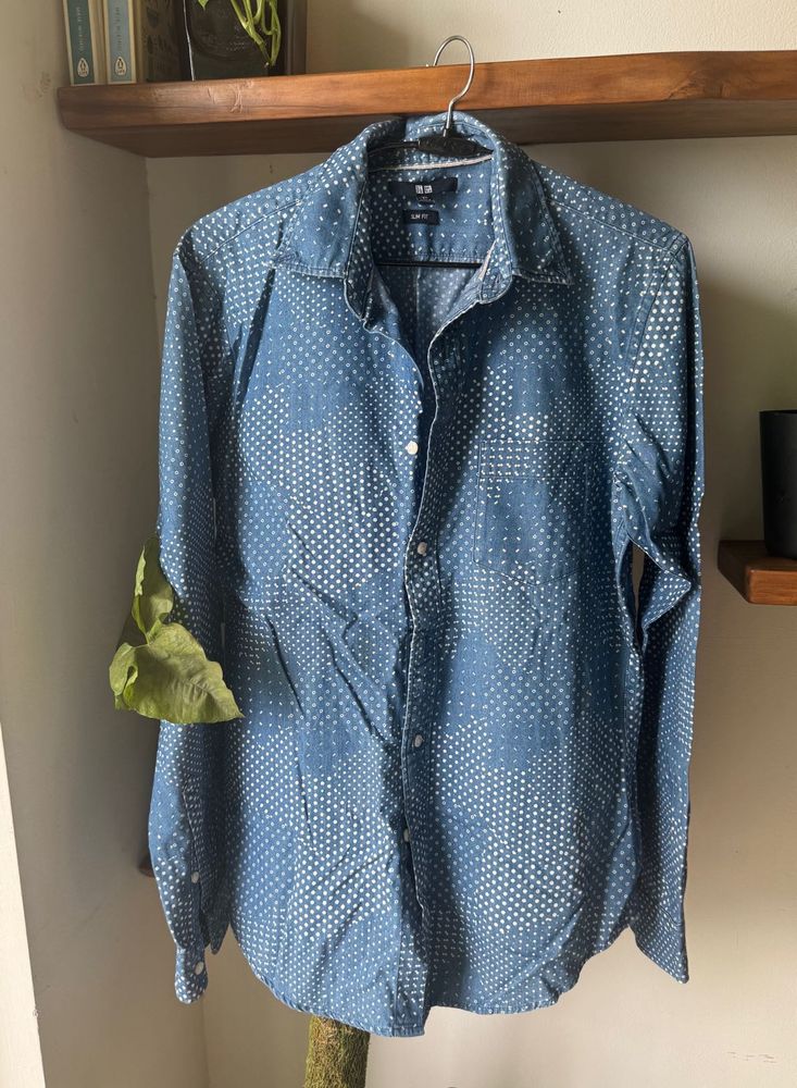 Blue Uniqlo Patterned Shirt