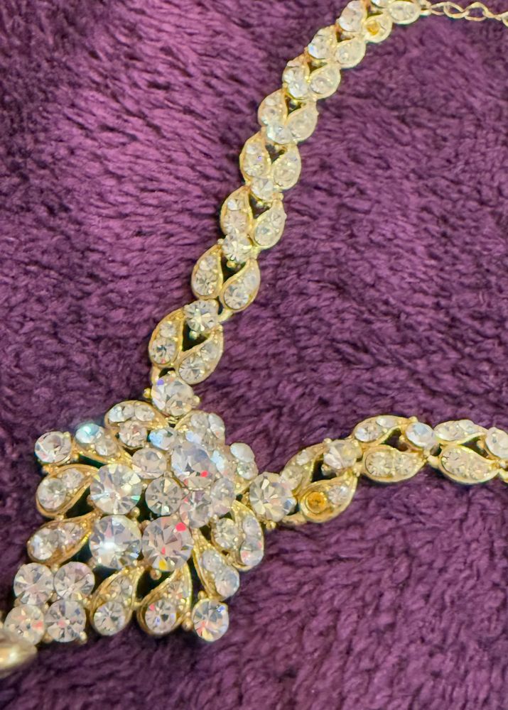 Gold White Stone Necklace