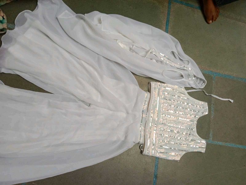 Girls Shrug Crop Top And Plazzo