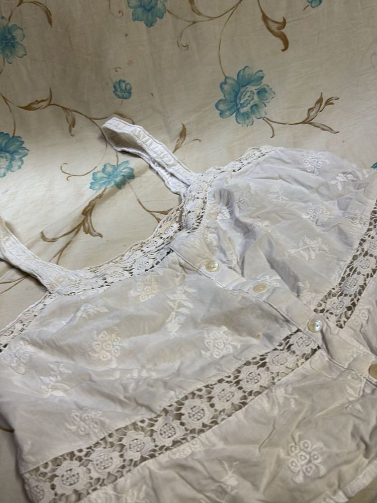 White Lace Trim Top