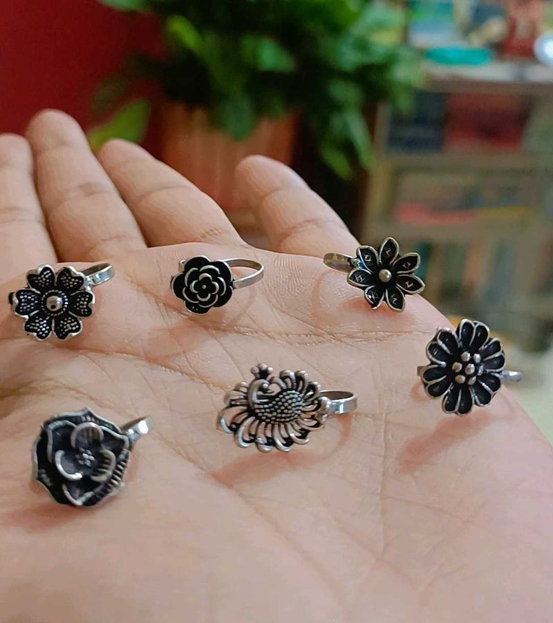 Silver Tone Nose Ring 6 Set