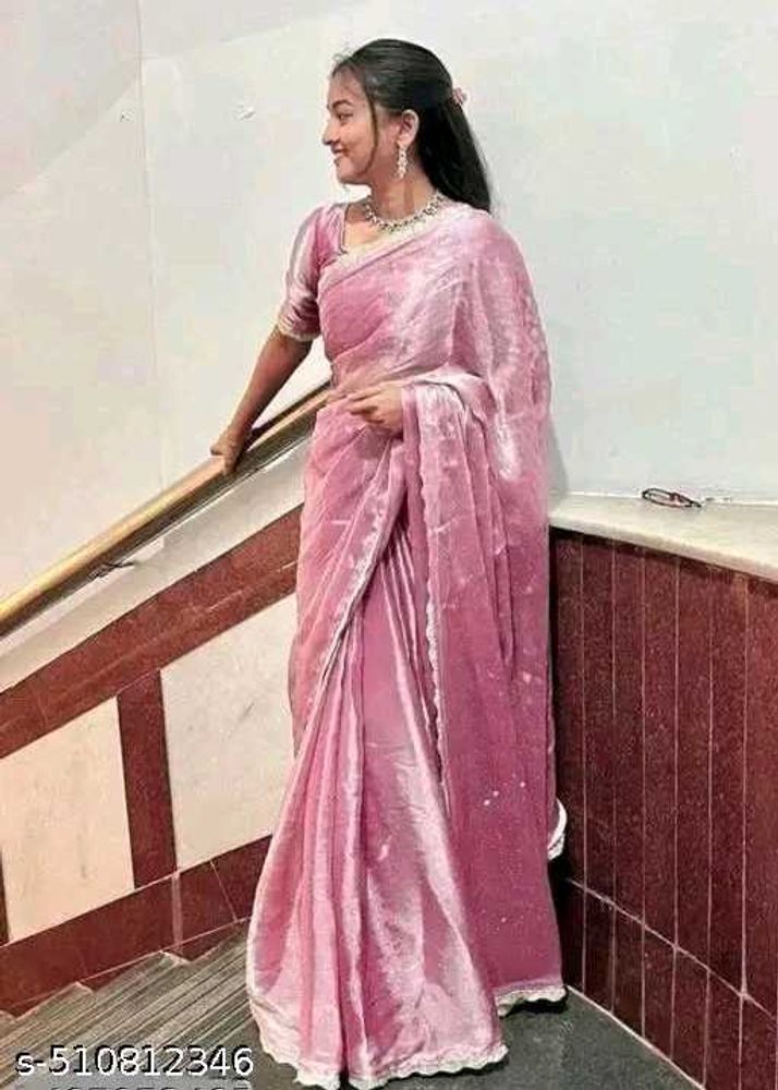 Pink Velvet Saree with Lace