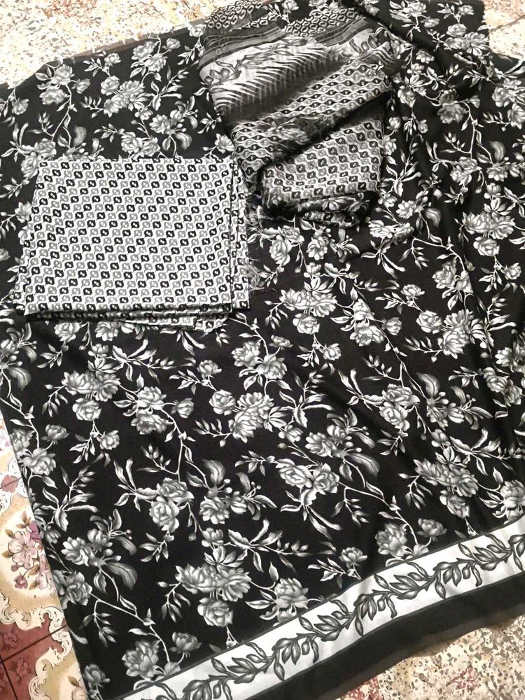 Crepe Senthetic Dress Material