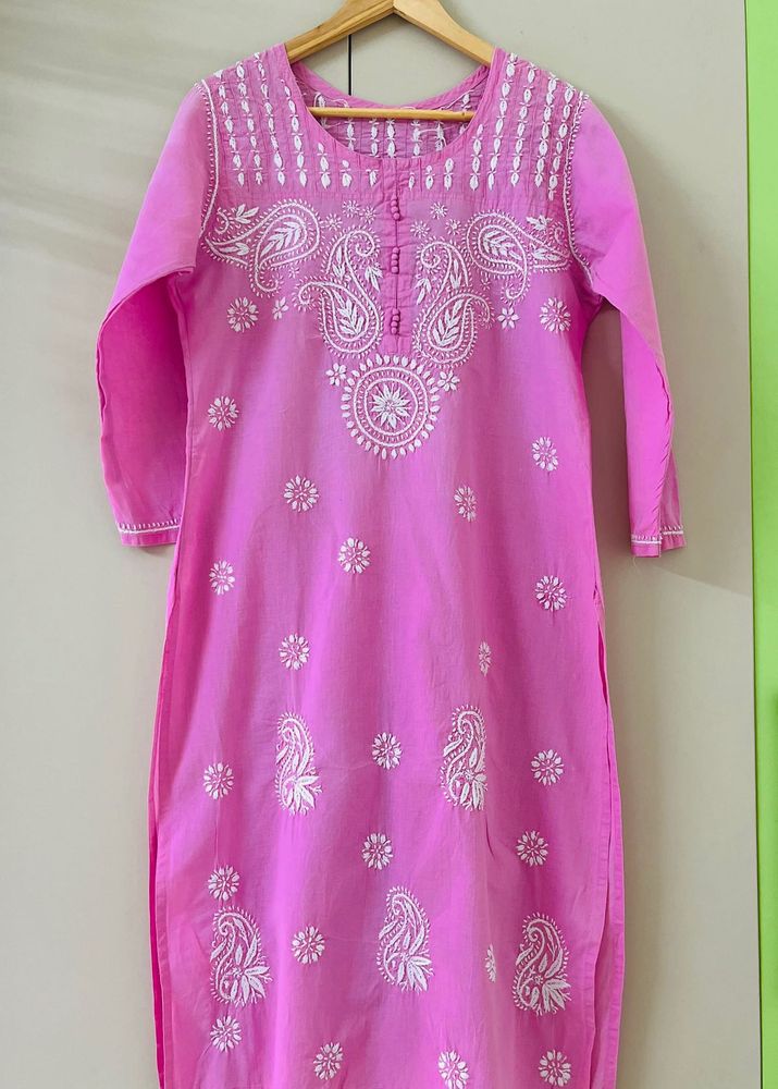 Pink Chikankari Kurta
