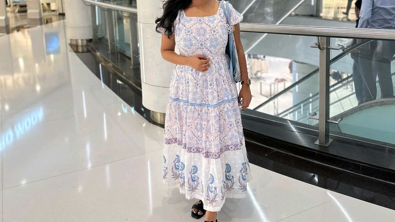 Bombay paisley print white dress