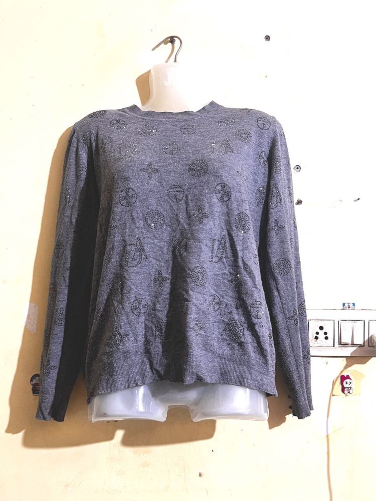 Grey Long Sleeve Top