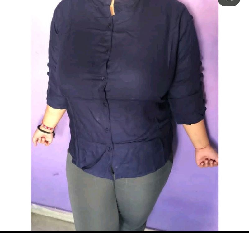 Blue Stylish Shirt With Side Look