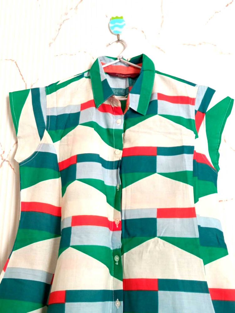 New Geometric Print Tunic Top