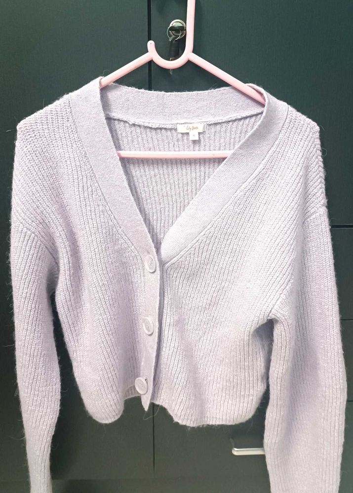 Lavender Crop Cardigan