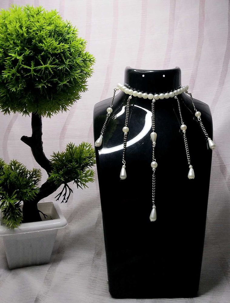 Korean Asthetic Pearl Drop Choker