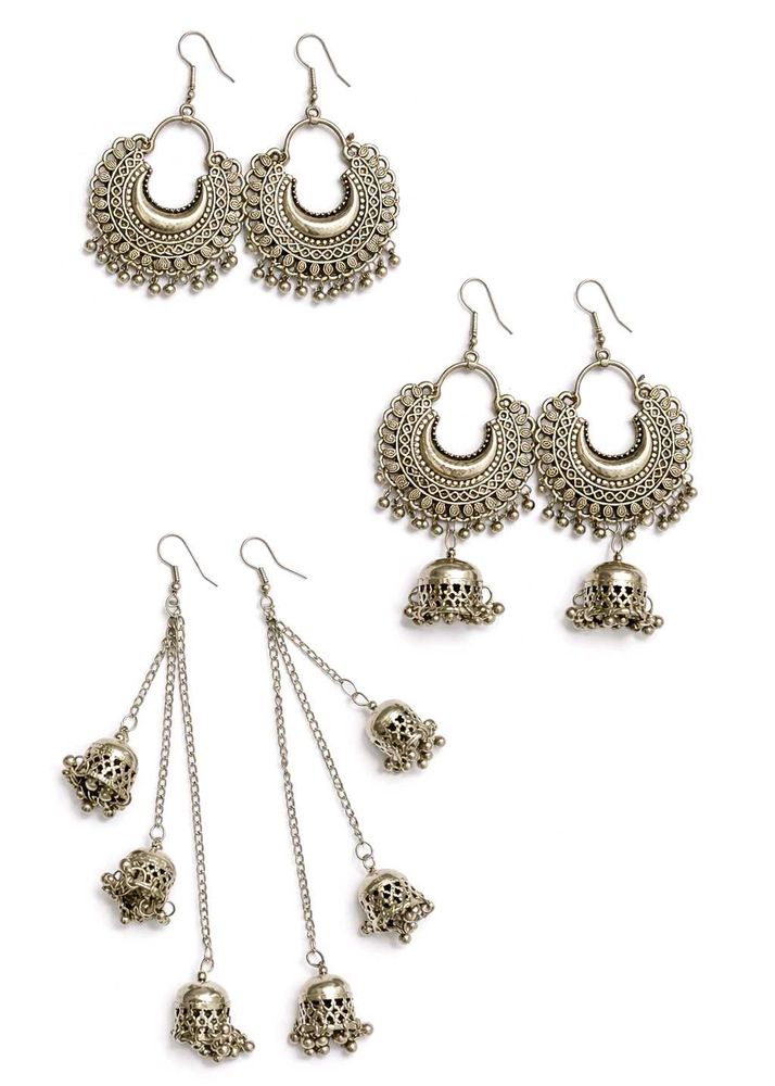 Oxidised Jhumka Earring Set