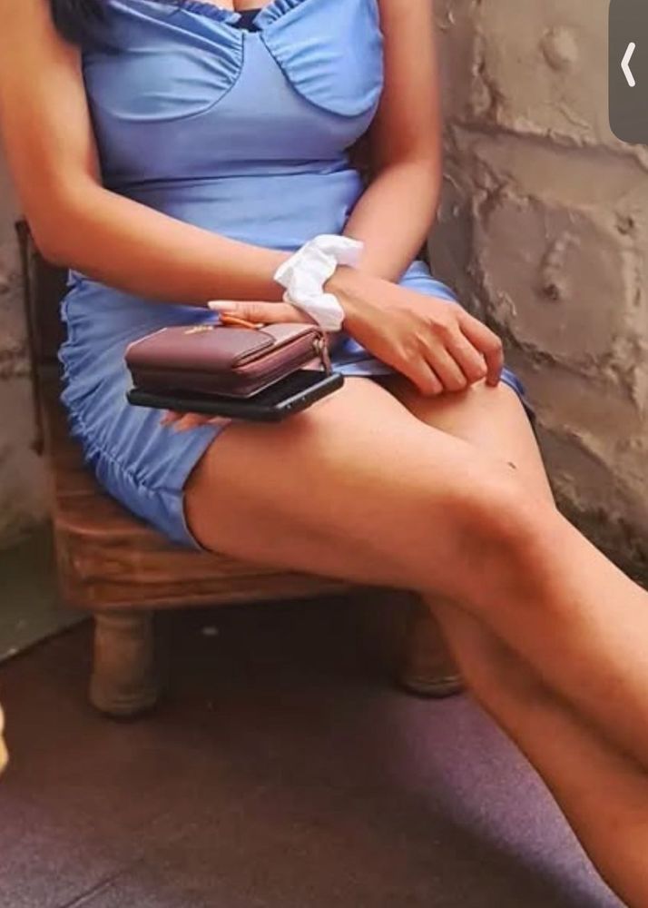 Blue Ruched Bodycon Mini Dress