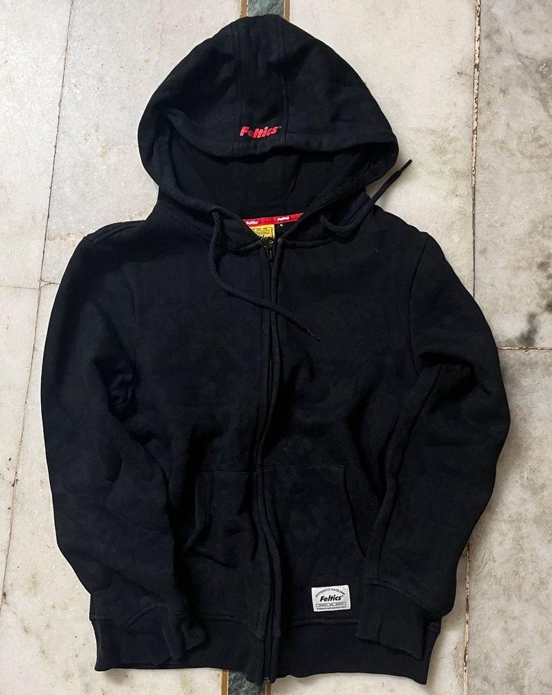 Black Felties Zip-Up Hoodie