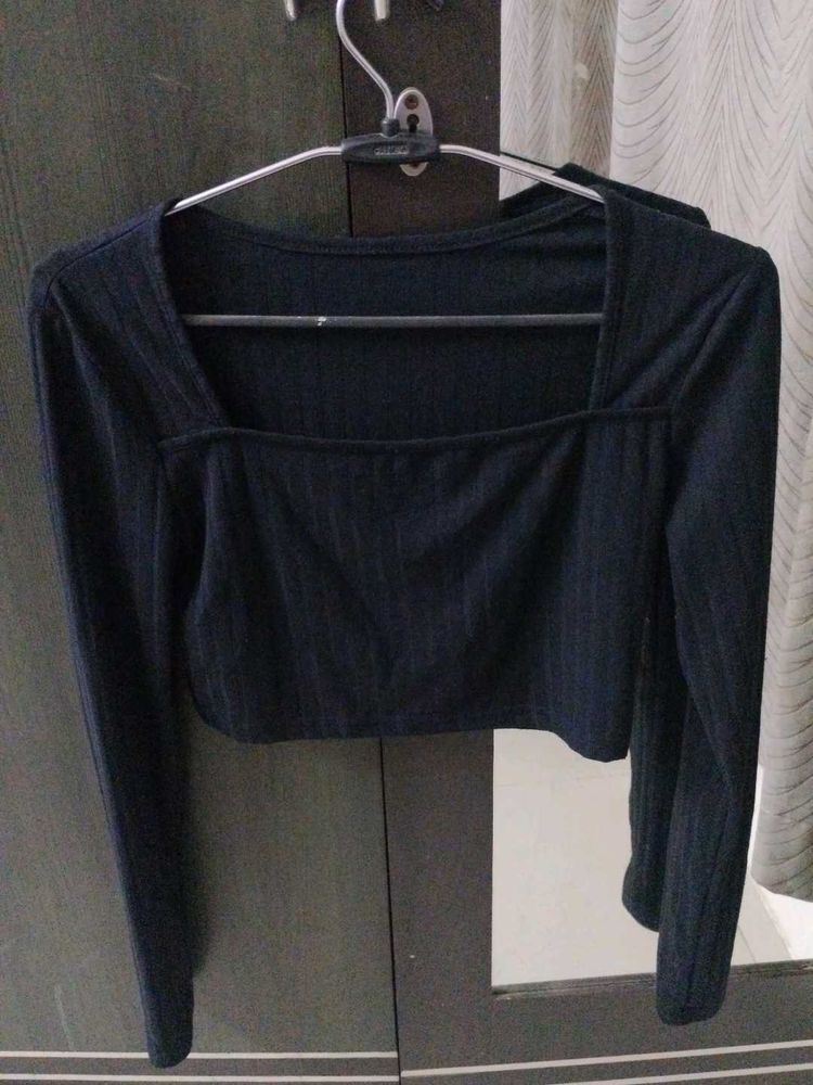 1. SHEIN Black Square Neck Crop Top