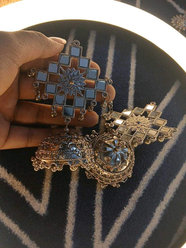 Mirror Jhumka Earrings