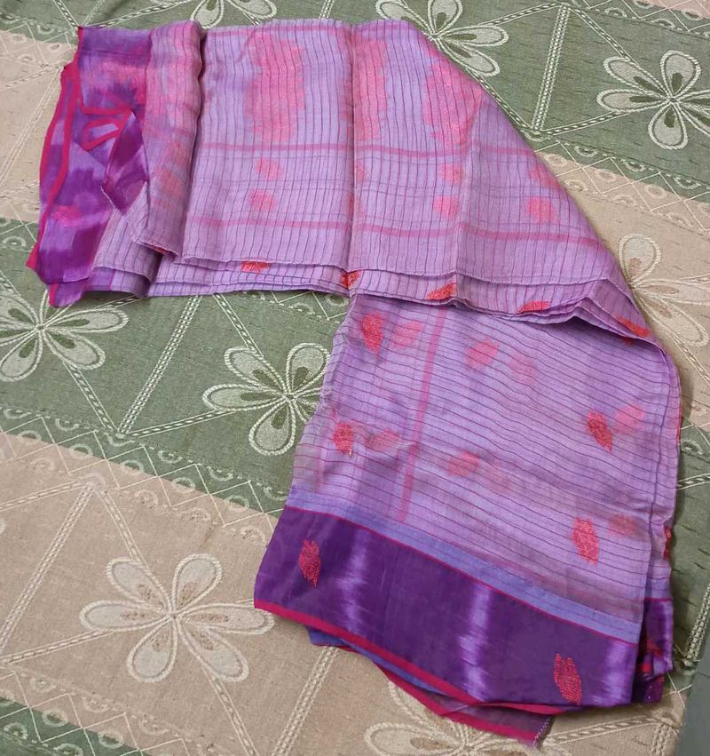 Purple chanderi silk saree