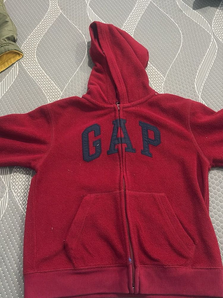 GAP Red Fleece Zip-Up Hoodie